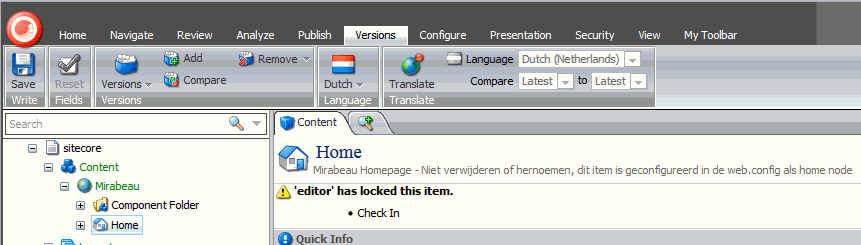 sitecore lock message custom